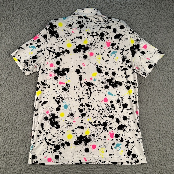 SUNDAY SWAGGER Shirt Mens Small Paint Splatter Print‎ Golf Polo Performance - Picture 7 of 12